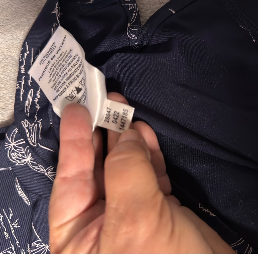 FootJoy Tropic Isle Golf Polo Shirt Navy Blue Palm Tree Print Mens Lrg NWT Logo - Picture 13 of 15